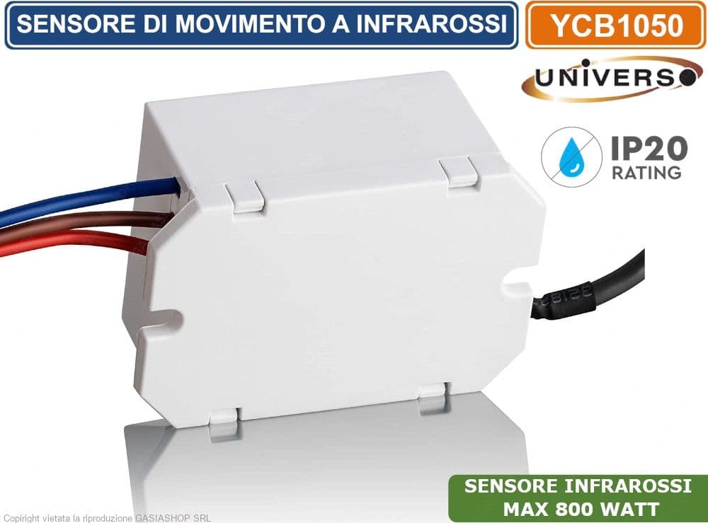 UNIVERSO YCB1050 SENSORE DI MOVIMENTO A INFRAROSSI PER LAMPADE LED MAX 800W IP20 - 2