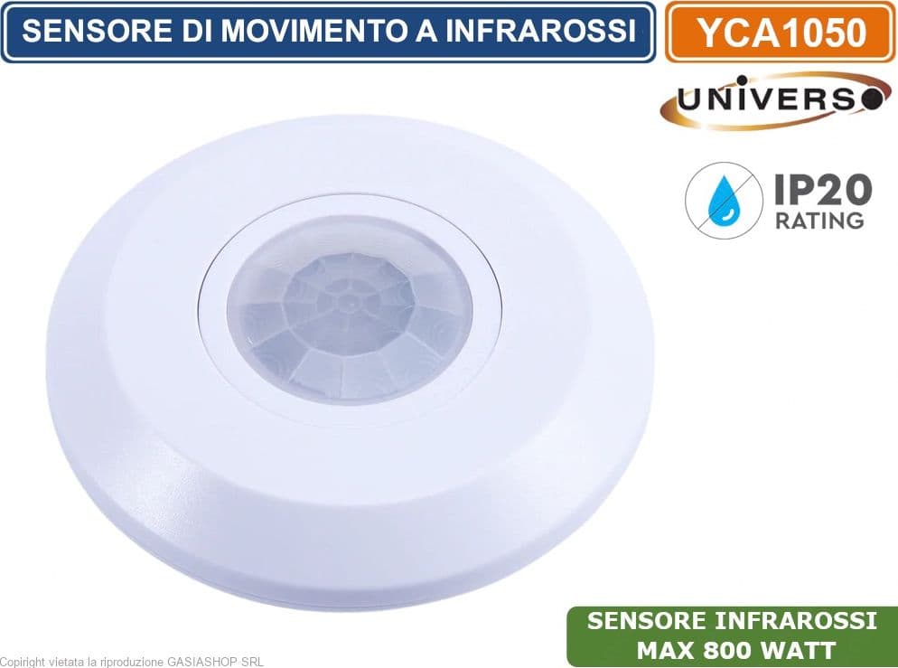UNIVERSO YCA1050 SENSORE DI MOVIMENTO A INFRAROSSI 360° PER LAMPADINE 800W IP20 - 2