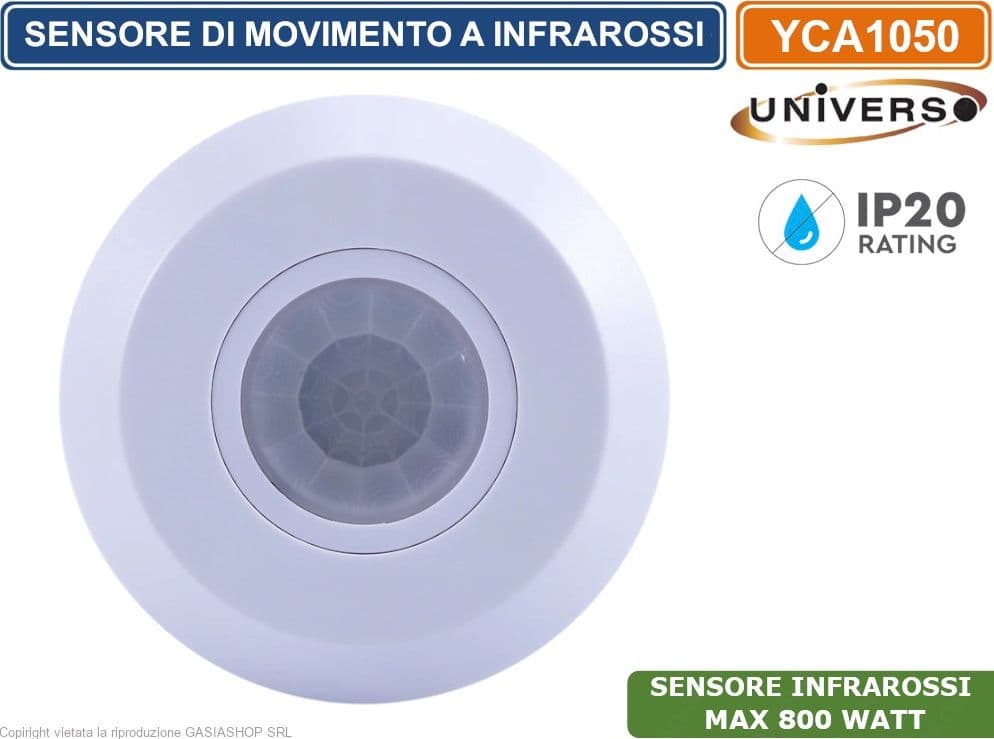 UNIVERSO YCA1050 SENSORE DI MOVIMENTO A INFRAROSSI 360° PER LAMPADINE 800W IP20 - 3
