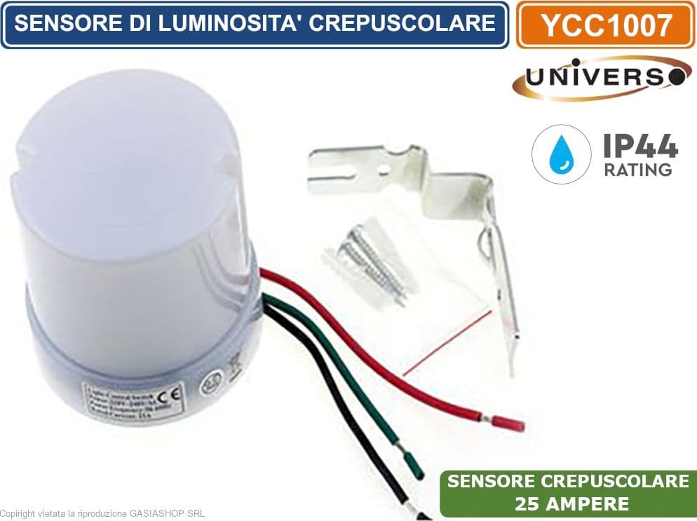 UNIVERSO YCC1007 SENSORE DI LUCE CREPUSCOLARE FOTOELETTRICO 25A IP44 - 2