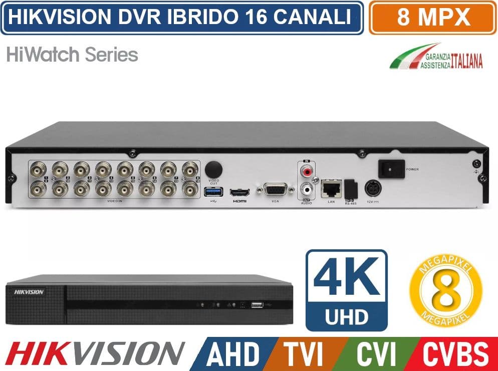 HIKVISION HWD-7216MH-G2 HIWATCH TURBO HD SERIES DVR 4K HD 16CH@8MPX 5IN1 TVI/AHD/CVI/CVBS/IP P2P H.265+ - 2