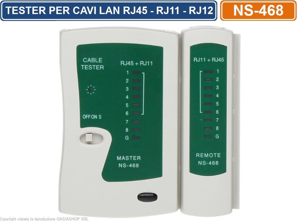 TESTER PER CAVO DI RETE LAN TELEFONICO RJ45 RJ11 RJ12 NETWORK ETHERNET TEST CAVI - 3