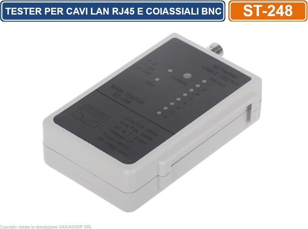 TESTER PER CAVI DI RETE LAN RJ45 E CAVI COASSIALI BNC NETWORK ETHERNET TEST CAVI - 2