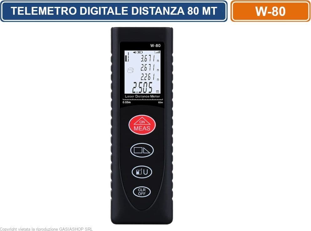 TELEMETRO MISURATORE METRO DIGITALE LASER 80MT DISTANZA LIVELLI MISURA DISPLAY LCD - 3