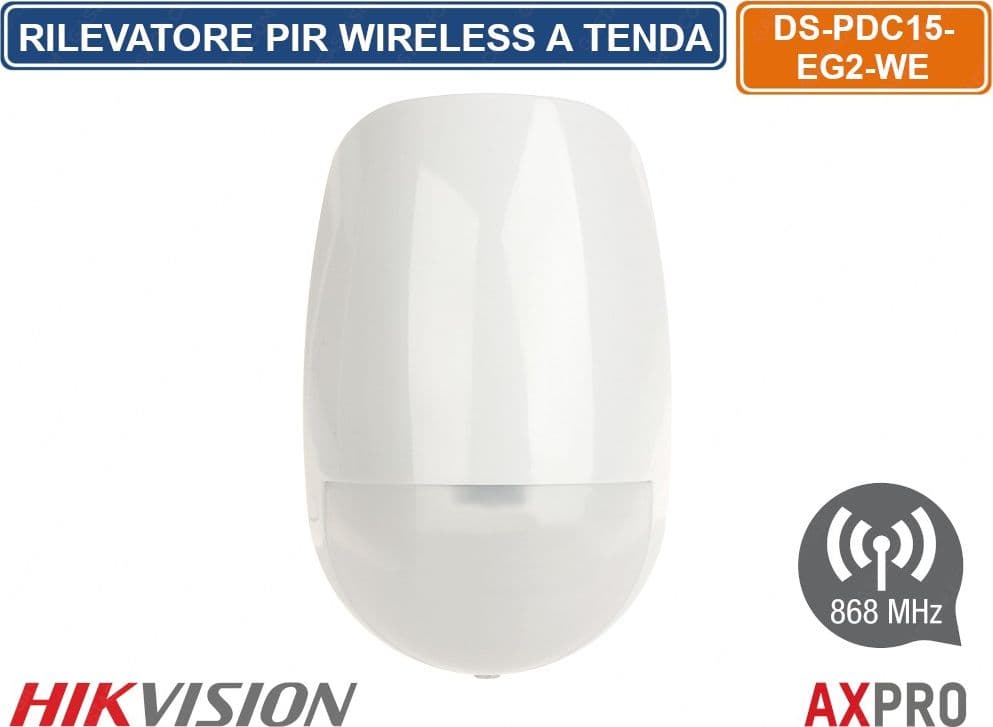 HIKVISION AX PRO SENSORE DI MOVIMENTO A TENDA WIRELESS PIR 868MHZ 15M