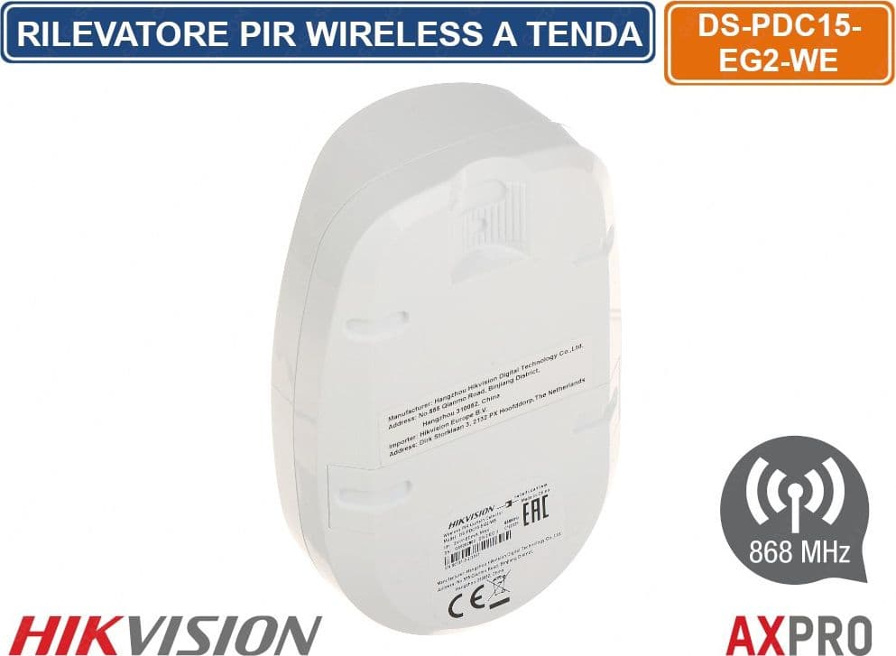 HIKVISION AX PRO SENSORE DI MOVIMENTO A TENDA WIRELESS PIR 868MHZ 15M - 2