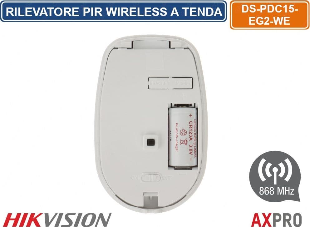 HIKVISION AX PRO SENSORE DI MOVIMENTO A TENDA WIRELESS PIR 868MHZ 15M - 3