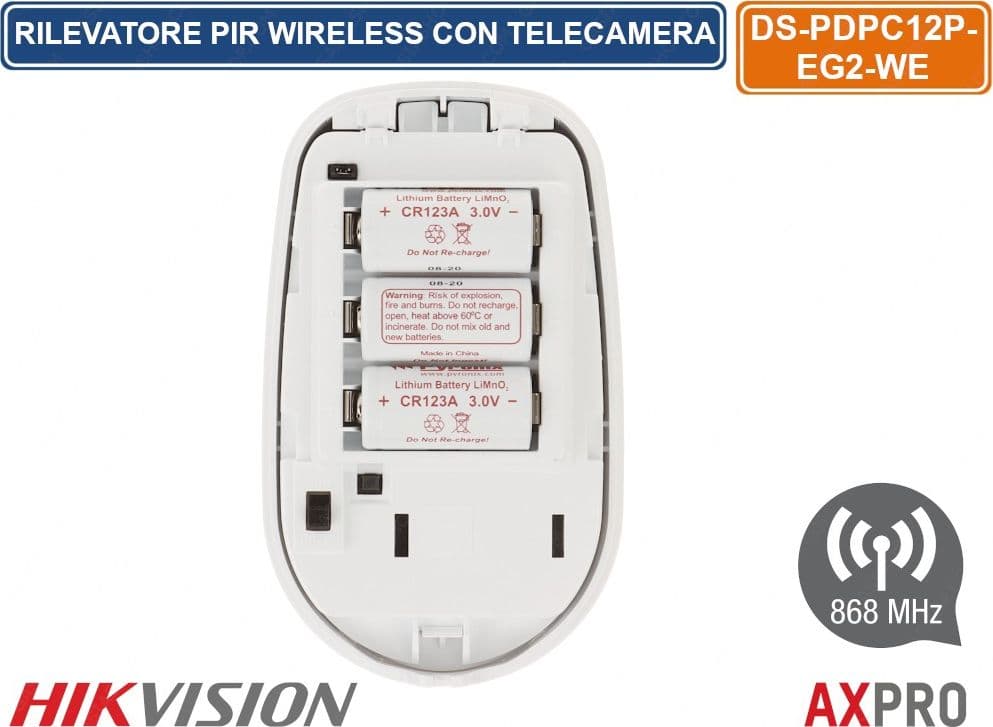 HIKVISION AX PRO SENSORE DI MOVIMENTO PIR WIRELESS 868MHZ 12M 85.9° PET IMMUNE CON VIDEOCAMERA INCORPORATA - 2