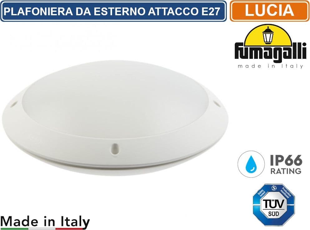 FUMAGALLI LUCIA PLAFONIERA CIRCOLARE DA ESTERNO IP66 BIANCA PER LAMPADINE CON ATTACCO E27 - 2