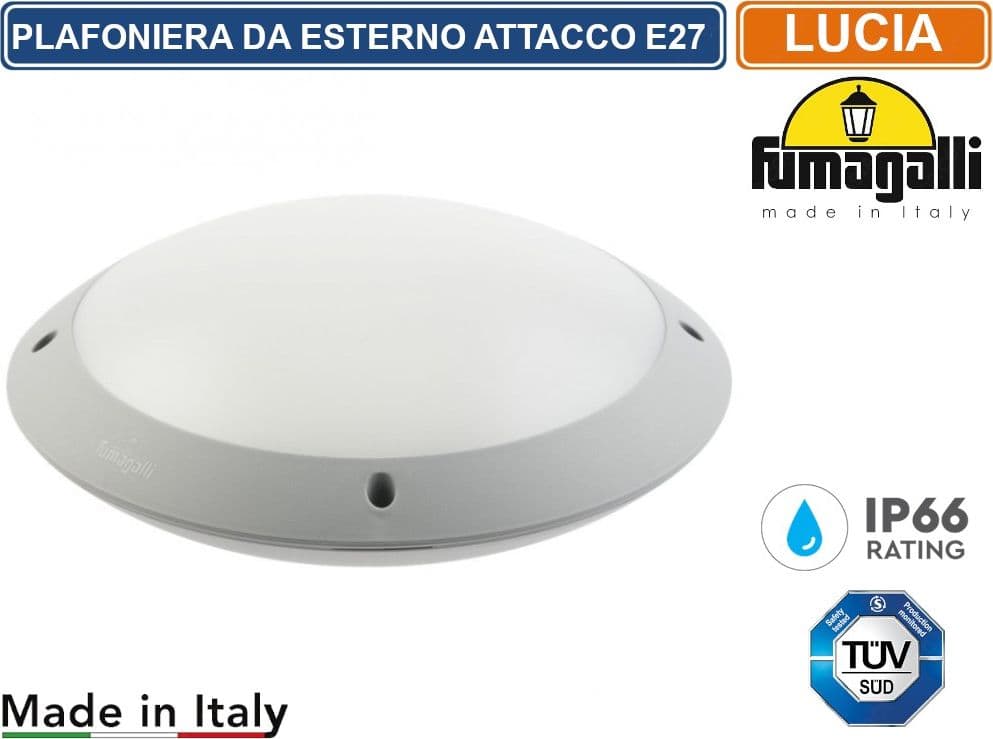 FUMAGALLI LUCIA PLAFONIERA CIRCOLARE DA ESTERNO IP66 GRIGIA PER LAMPADINE CON ATTACCO E27 - 2