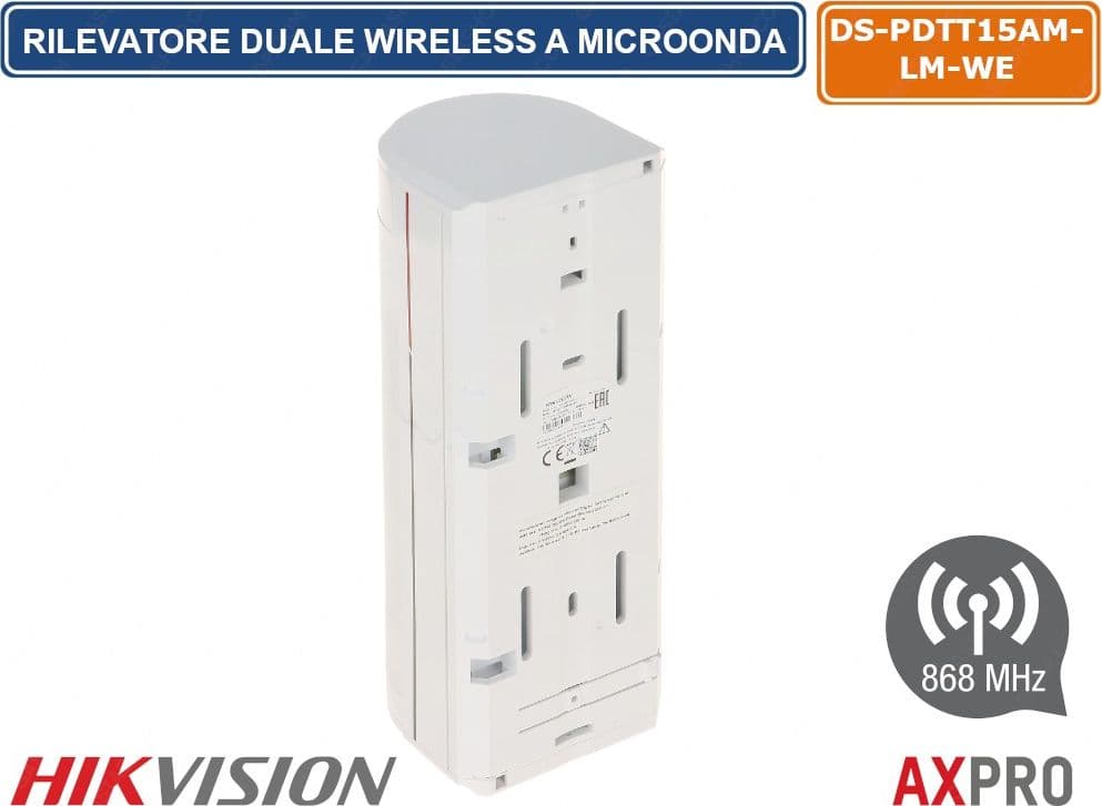 HIKVISION AX PRO RILEVATORE DUALE A MICROONDA WIRELESS 868MHZ PET IMMUNE 40KG DA ESTERNO IP65 - 2