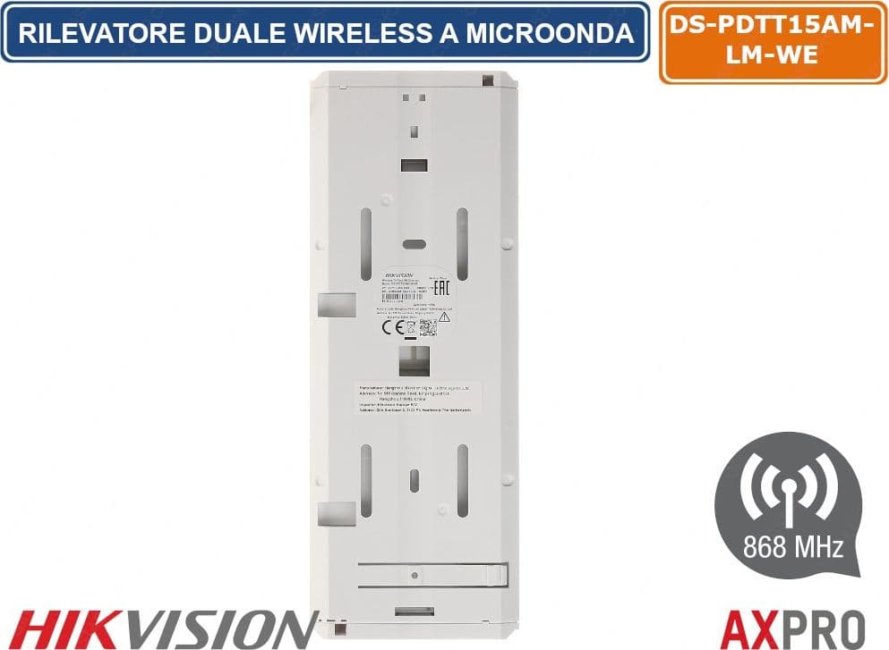 HIKVISION AX PRO RILEVATORE DUALE A MICROONDA WIRELESS 868MHZ PET IMMUNE 40KG DA ESTERNO IP65 - 4