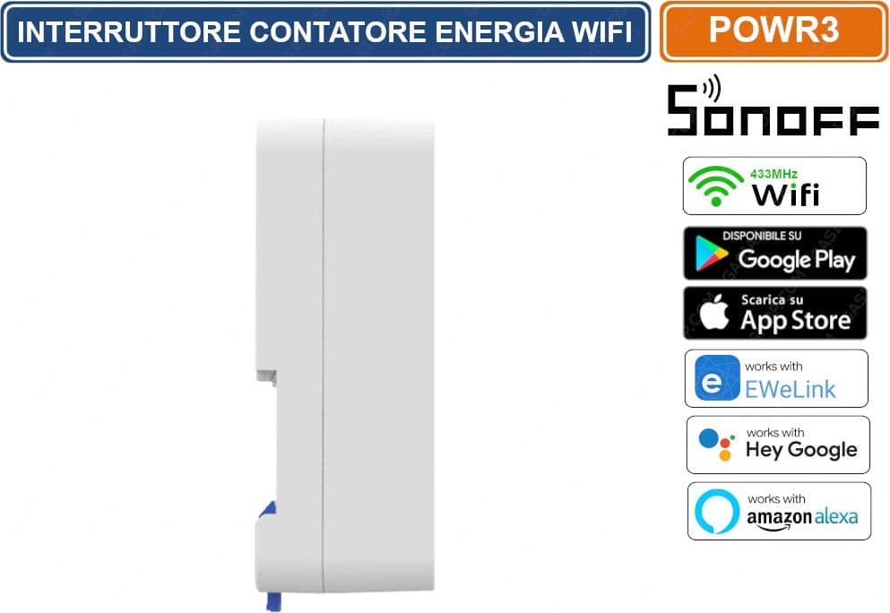 SONOFF POWR3 INTERRUTTORE CONTATORE ENERGIA WIFI 433MHZ GESTIBILE DA SMARTPHONE - 5