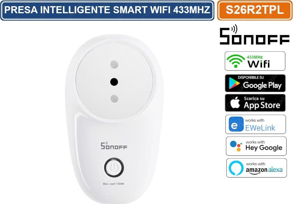 SONOFF S26R2TPL PRESA INTELLIGENTE SMART WIFI 433MHZ GESTIBILE DA SMARTPHONE - 2