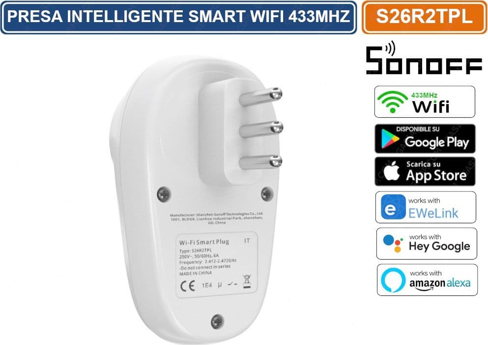SONOFF S26R2TPL PRESA INTELLIGENTE SMART WIFI 433MHZ GESTIBILE DA SMARTPHONE - 4