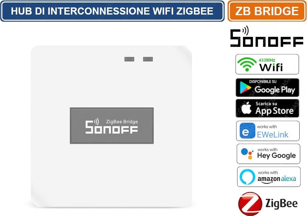 SONOFF ZB BRIDGE HUB DI INTERCONNESSIONE INTELLIGENTE WIFI 433MHZ ZIGBEE GESTIBILE DA SMARTPHONE - 2