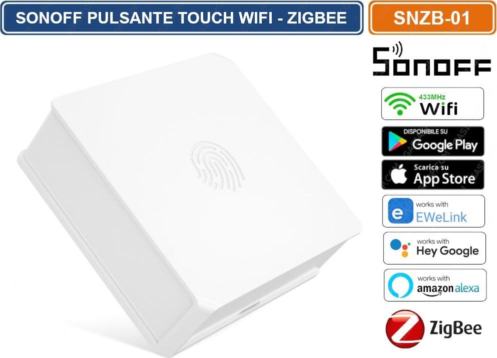 SONOFF SNZB-01 PULSNTE TOUCH INTELLIGENTE WIFI 433MHZ ZIGBEE GESTIBILE DA SMARTPHONE - 2