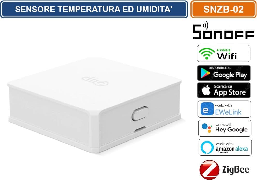 SONOFF SNZB-02 SENSORE TEMPERATURE ED UMIDITA' WIFI 433MHZ ZIGBEE GESTIBILE DA SMARTPHONE - 3