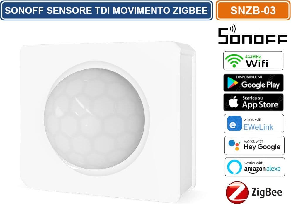 SONOFF SNZB-03 SENSORE DI MOVIMENTO WIFI 433MHZ ZIGBEE GESTIBILE DA SMARTPHONE - 2