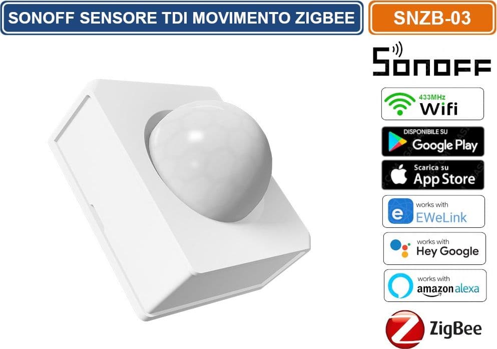 SONOFF SNZB-03 SENSORE DI MOVIMENTO WIFI 433MHZ ZIGBEE GESTIBILE DA SMARTPHONE - 3