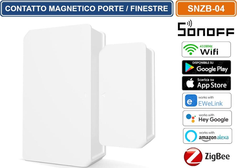 SONOFF SNZB-04 CONTATTO MAGNETICO PORTE FINESTRE WIFI 433MHZ ZIGBEE GESTIBILE DA SMARTPHONE - 2