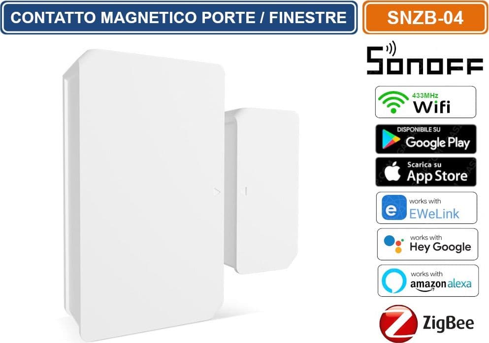 SONOFF SNZB-04 CONTATTO MAGNETICO PORTE FINESTRE WIFI 433MHZ ZIGBEE GESTIBILE DA SMARTPHONE - 3