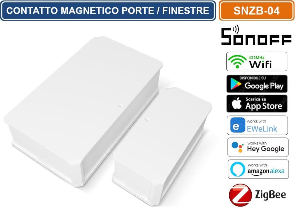 SONOFF SNZB-04 CONTATTO MAGNETICO PORTE FINESTRE WIFI 433MHZ ZIGBEE GESTIBILE DA SMARTPHONE - 4