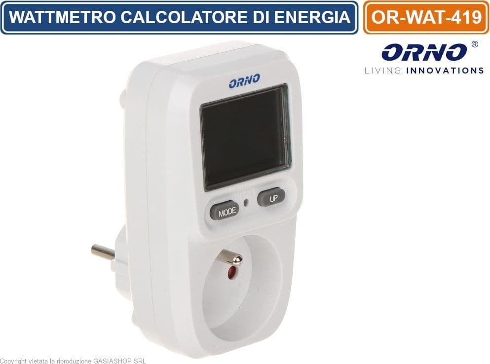 ORNO OR-WAT-419 WATTMETRO CALCOLATORE DI ENERGIA CON DISPLAY LCD
