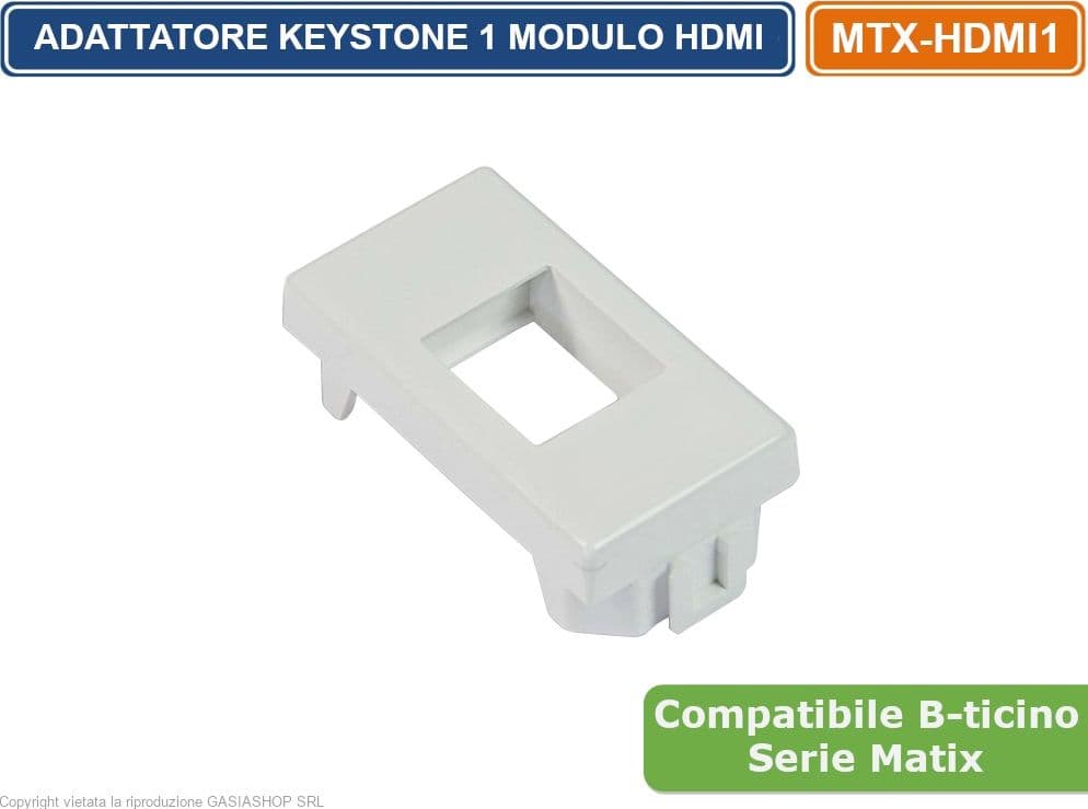 MODULO CON CONNETTORE KEYSTONE HDMI FEMMINA / FEMMINA COMPATIBILE CON SERIE BTICINO MATIX - 2