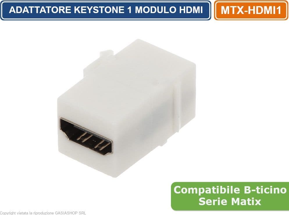 MODULO CON CONNETTORE KEYSTONE HDMI FEMMINA / FEMMINA COMPATIBILE CON SERIE BTICINO MATIX - 4