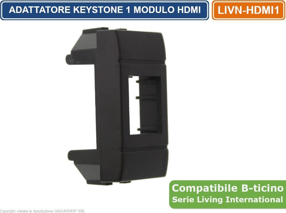 MODULO DI COLORE NERO CON CONNETTORE KEYSTONE HDMI FEMMINA / FEMMINA COMPATIBILE CON SERIE BTICINO LIVING - 3