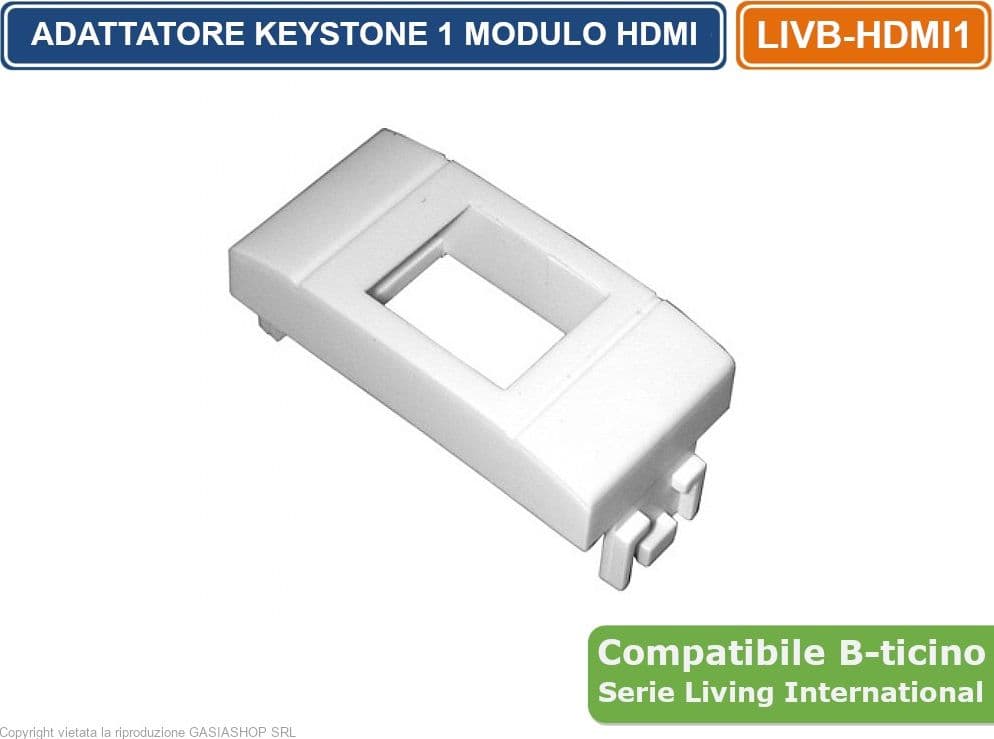 MODULO DI COLORE BIANCO CON CONNETTORE KEYSTONE HDMI FEMMINA / FEMMINA COMPATIBILE CON SERIE BTICINO LIVING - 2