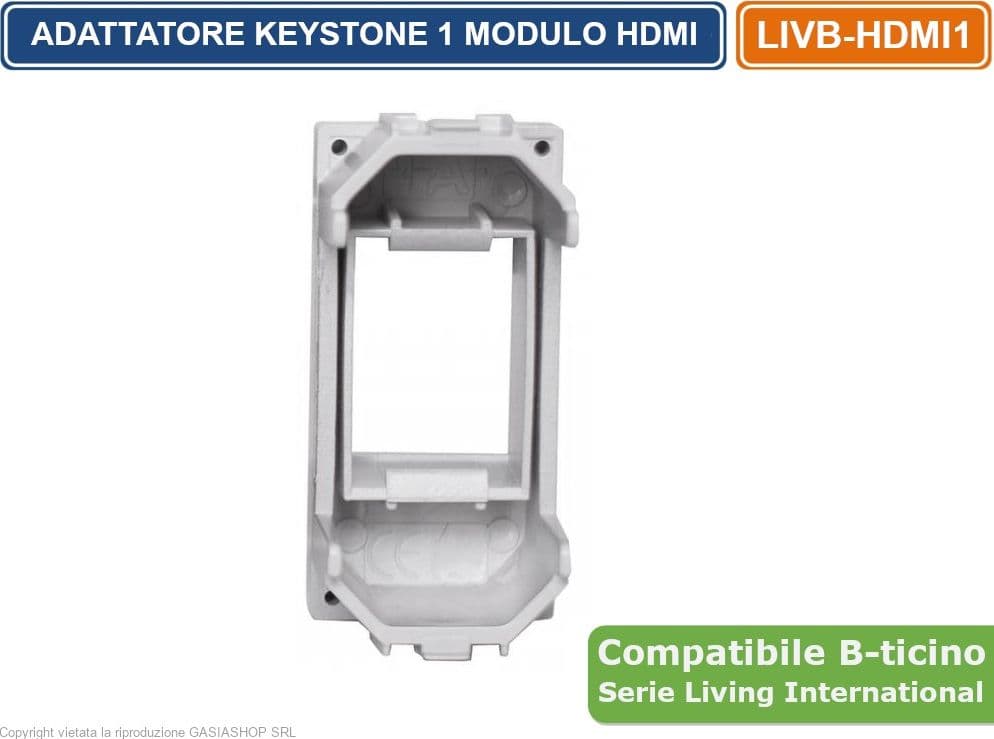 MODULO DI COLORE BIANCO CON CONNETTORE KEYSTONE HDMI FEMMINA / FEMMINA COMPATIBILE CON SERIE BTICINO LIVING - 3