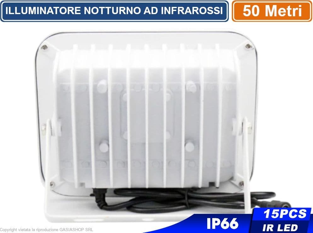ILLUMINATORE FARO LED NOTTURNO INFRAROSSI IR 50 METRI DA ESTERNO IP66 PER TELECAMERE 850NM - 4
