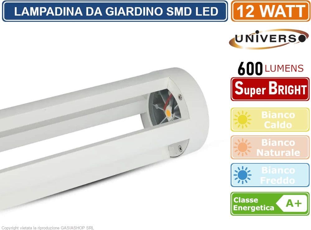 LAMPADA LED DA GIARDINO CON FISSAGGIO A TERRA 12W COLORE BIANCO 600 LUMEN DA ESTERNO IP65 60CM - 2