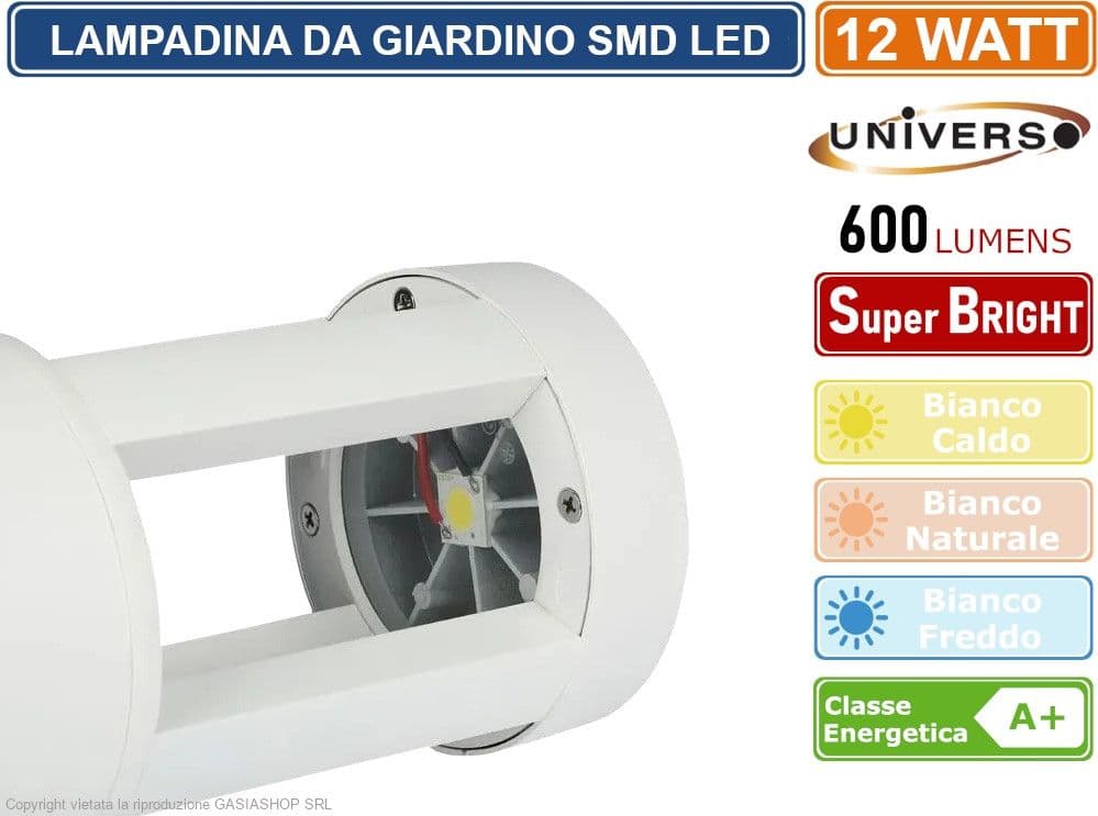 LAMPADA LED DA GIARDINO CON FISSAGGIO A TERRA 12W COLORE BIANCO 600 LUMEN DA ESTERNO IP65 30CM - 2