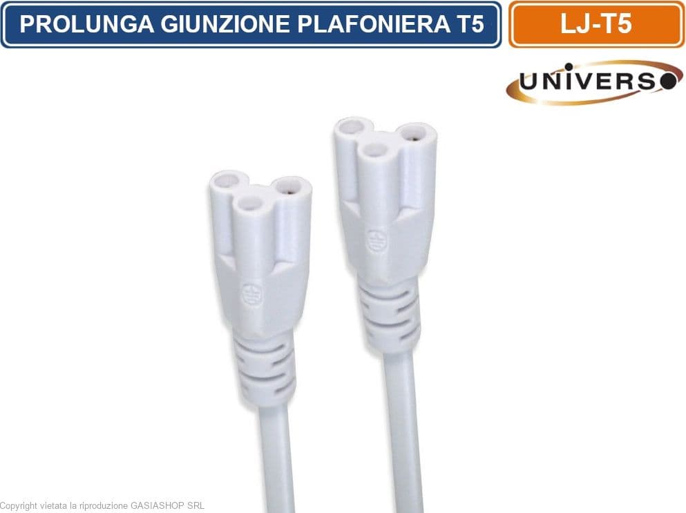 CAVO 3 PIN PROLUNGA DI GIUNZIONE 30CM PER PLAFONIERE LINEARI T5 - 3