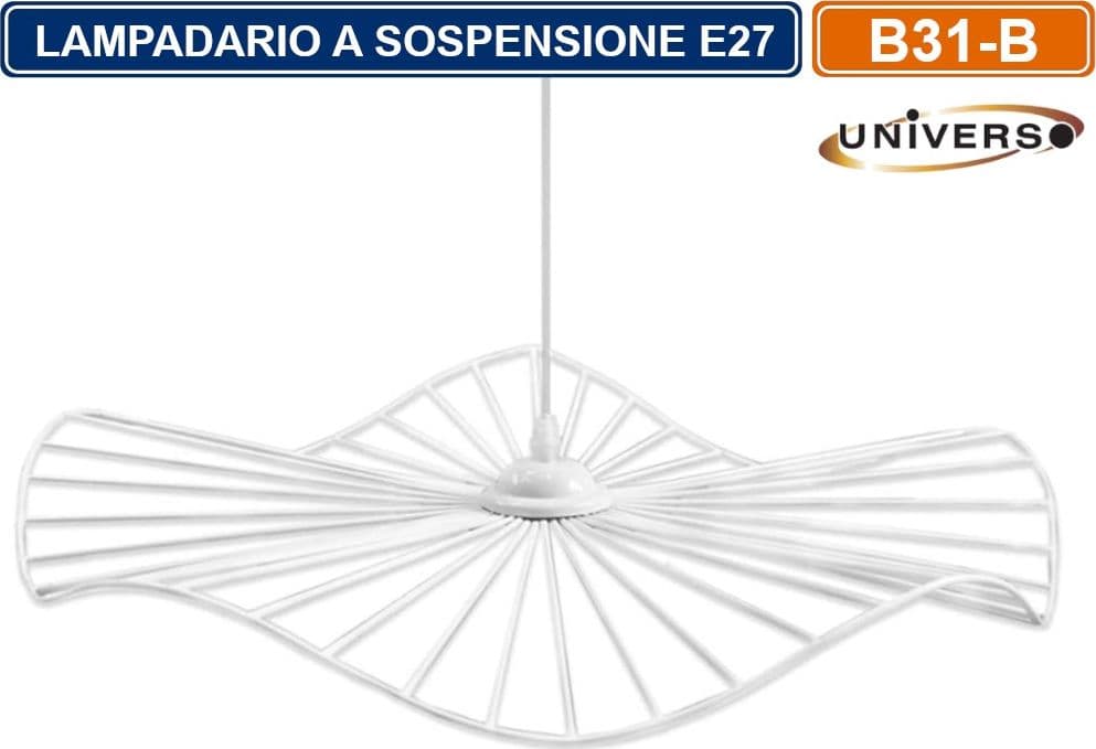 LAMPADARIO DA SOFFITTO A SOSPENSIONE PENDENTE FORMA ROTONDATRAFORATO CON ATTACCO E27 FINITURA BIANCO NERO - 3