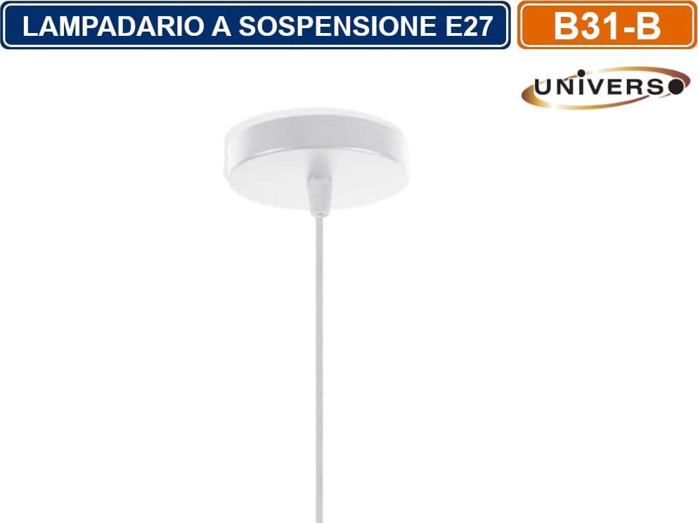 LAMPADARIO DA SOFFITTO A SOSPENSIONE PENDENTE FORMA ROTONDATRAFORATO CON ATTACCO E27 FINITURA BIANCO NERO - 4