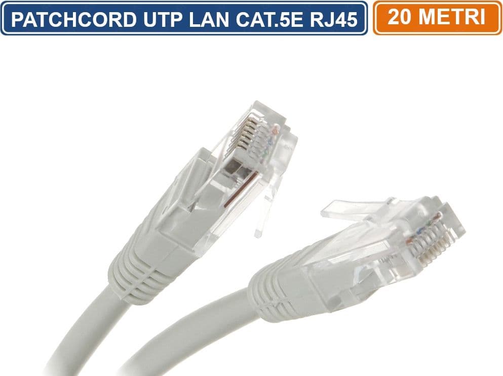 PATCHCORD MATASSA CAVO DI RETE 20 METRI ETHERNET UTP CAT 5E 4X2 AWG 24 LAN RJ45 - 2