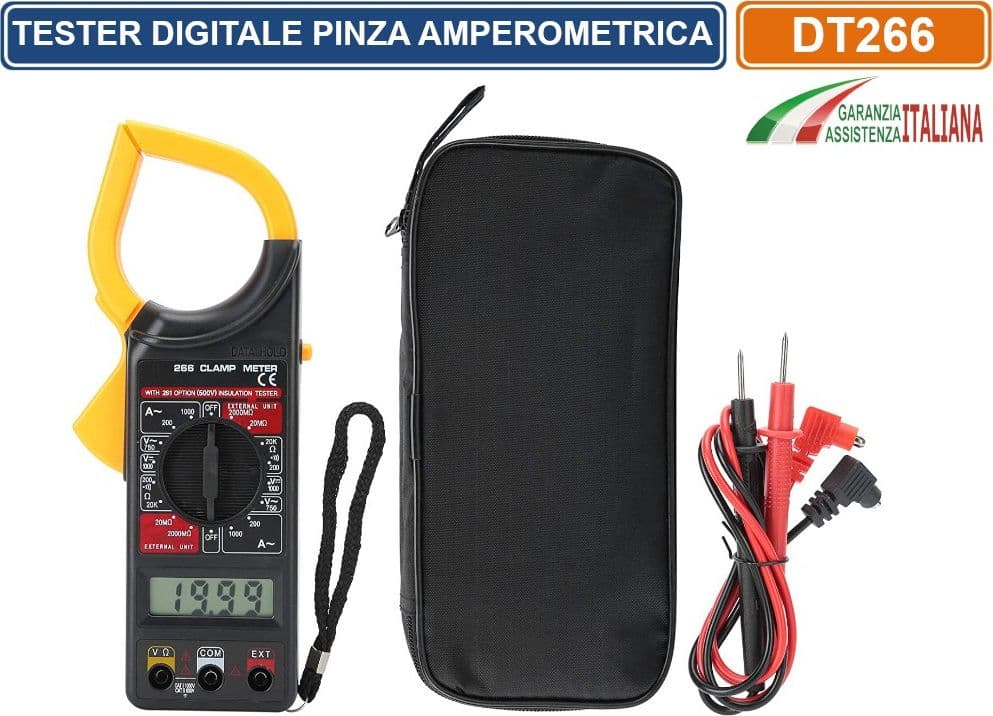 PINZA AMPEROMETRICA DIGITALE TESTER TENSIONE AC DC MULTIMETRO CON PUNTALI - 2