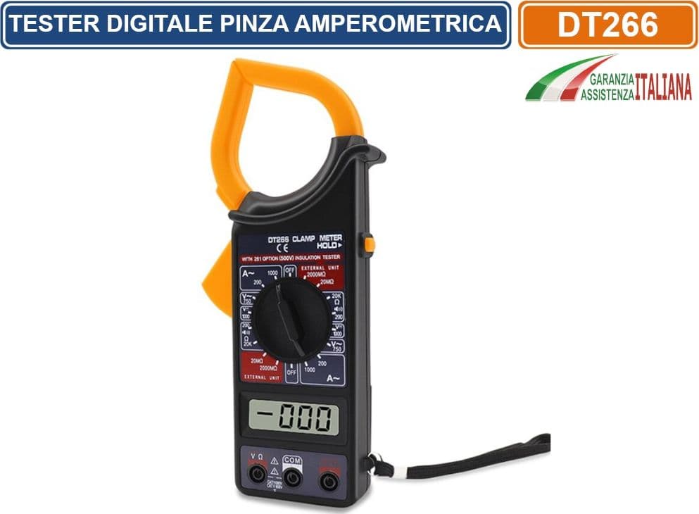 PINZA AMPEROMETRICA DIGITALE TESTER TENSIONE AC DC MULTIMETRO CON PUNTALI - 3
