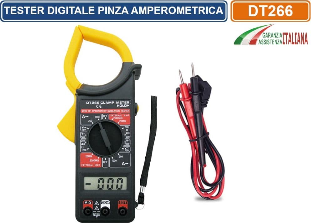 PINZA AMPEROMETRICA DIGITALE TESTER TENSIONE AC DC MULTIMETRO CON PUNTALI - 4