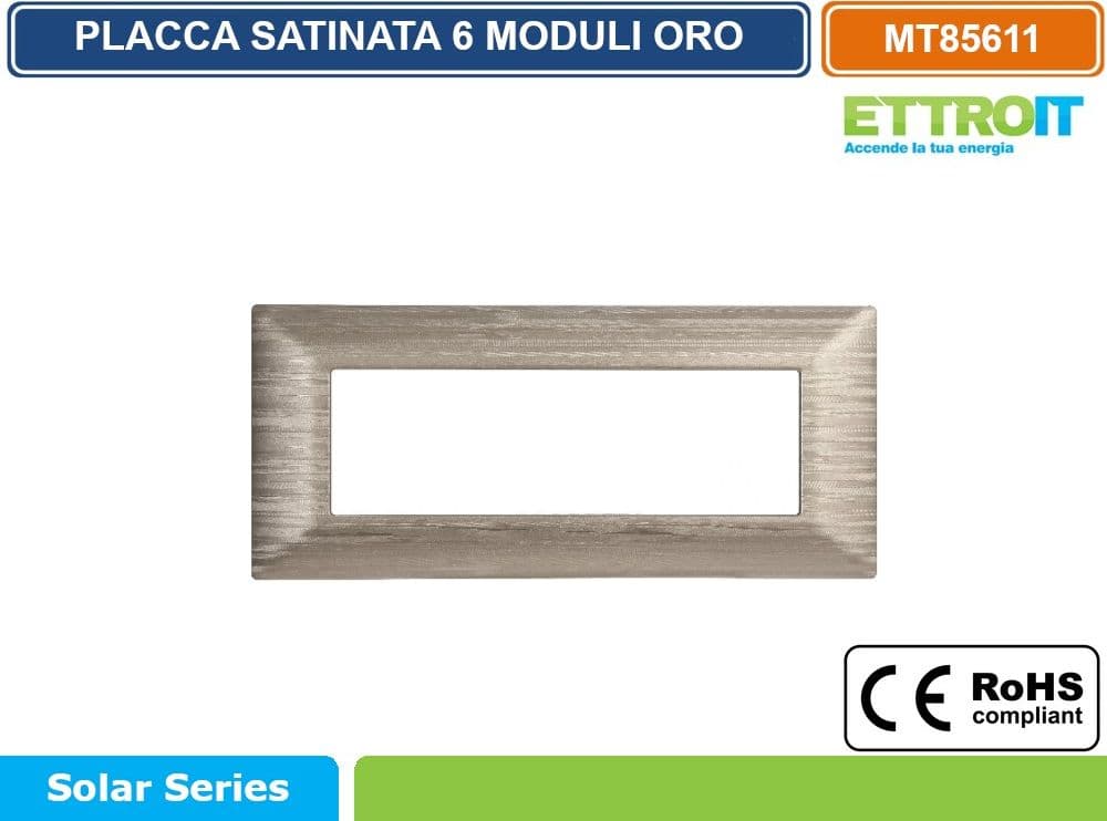 PLACCA SATINATA DI COLORE ORO COMPATIBILE CON SERIE BTICINO MATIX  3 - 4 - 6 MODULI ETTROIT - 4
