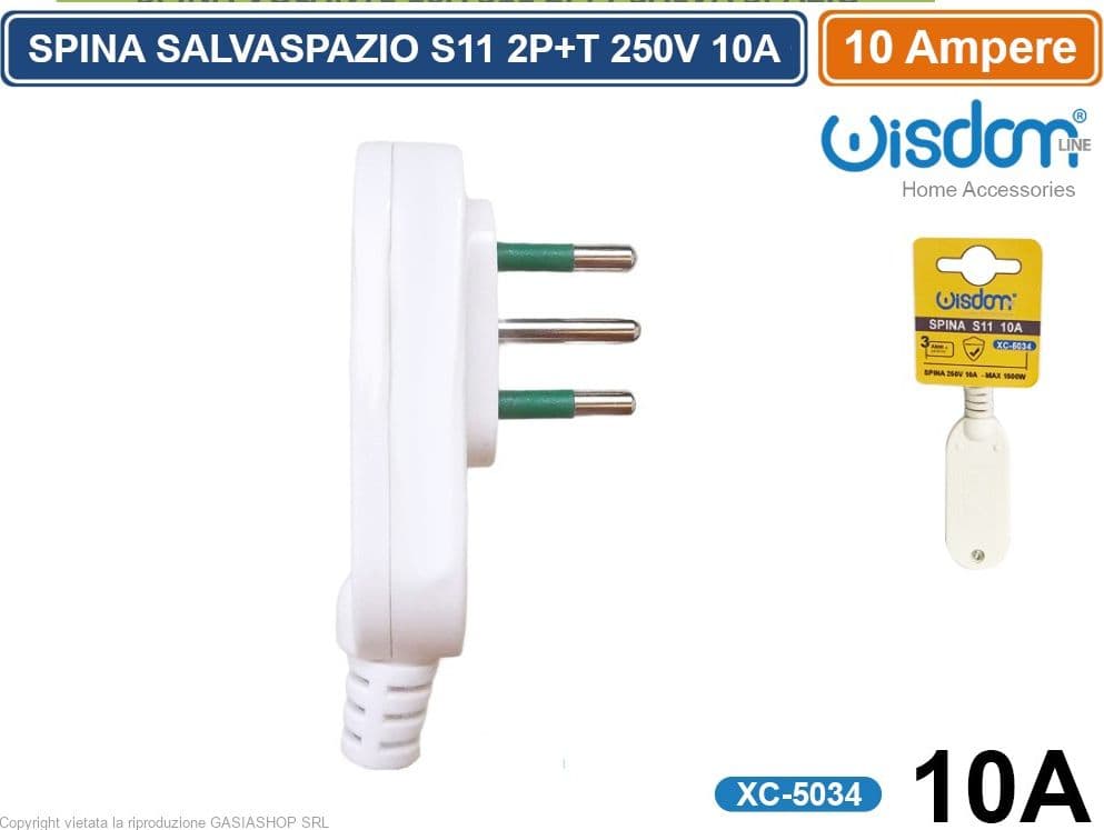 SPINA ELETTRICA SALVASPAZIO S11 2P+T 250V 10A POTENZA MASSIMA 1500 WATT - 2