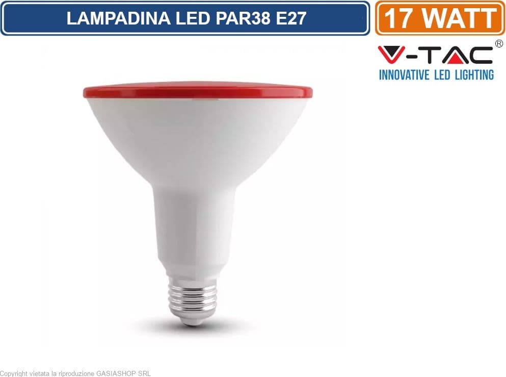 V-TAC VT-1227 LAMPADINA LED E27 17W BULB PAR38 IP20 1300 LUMEN - SKU 92065 / 92066 / 92067 - 3