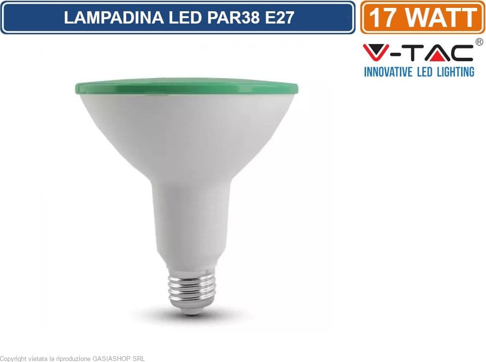 V-TAC VT-1227 LAMPADINA LED E27 17W BULB PAR38 IP20 1300 LUMEN - SKU 92065 / 92066 / 92067 - 4