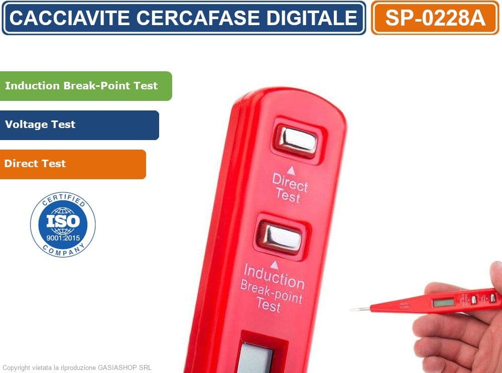 CACCIAVITE CERCAFASE AD INDUZIONE DIGITALE CON DISPLAY RILEVAMENTO TENSIONI AC/DC INTERRUZIONI DI LINEA - 3