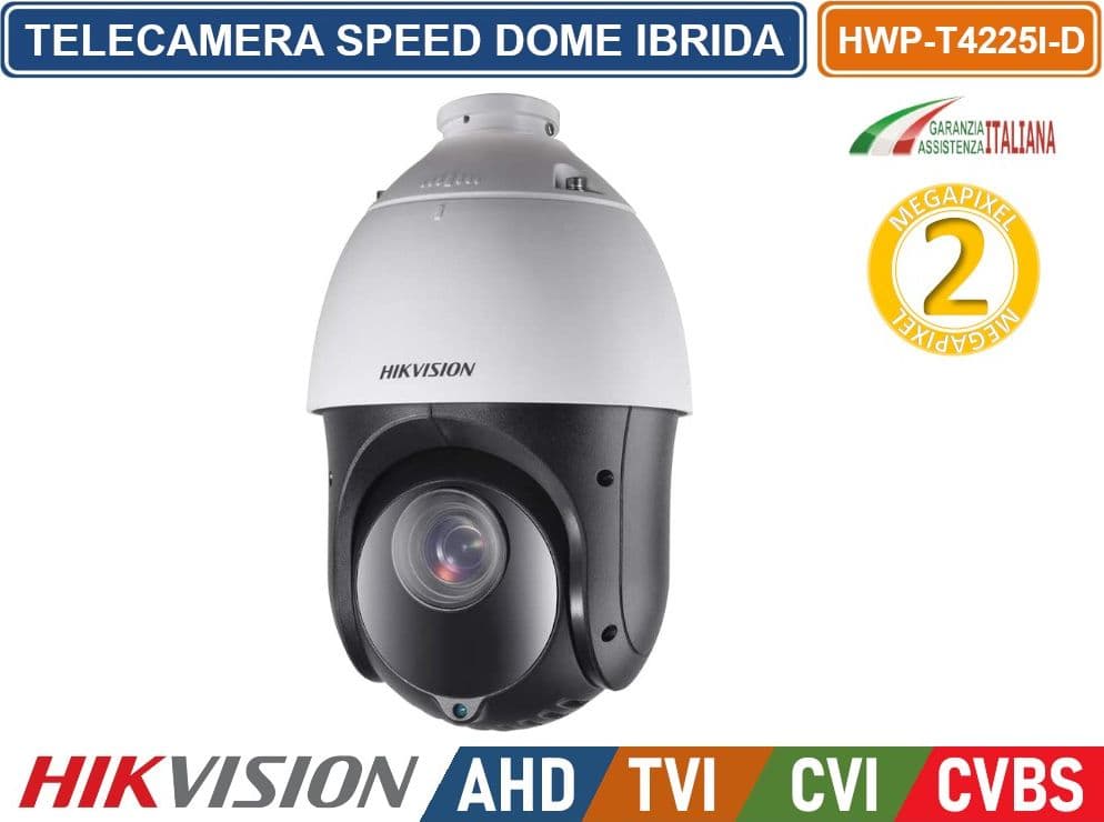 HIKVISION HWP-T4225I-D HIWATCH SERIES TELECAMERA SPEED DOME PTZ IBRIDA 4in1 AHD TVI CVI CVBS 2MPX FULL HD 1080P MOTORIZZATA 25X 4.8~120MM WDR IP66 - 2