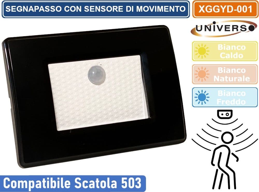 PUNTO LUCE SEGNAPASSO LED RETTANGOLARE MONTAGGIO A INCASSO CON SCATOLA E503 1.3W 25LM - 2